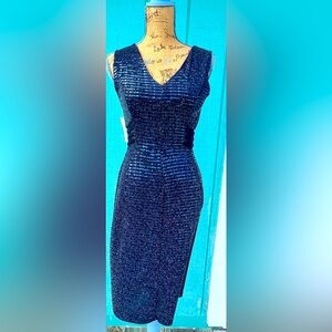 Endo is stunning blue sequin dress